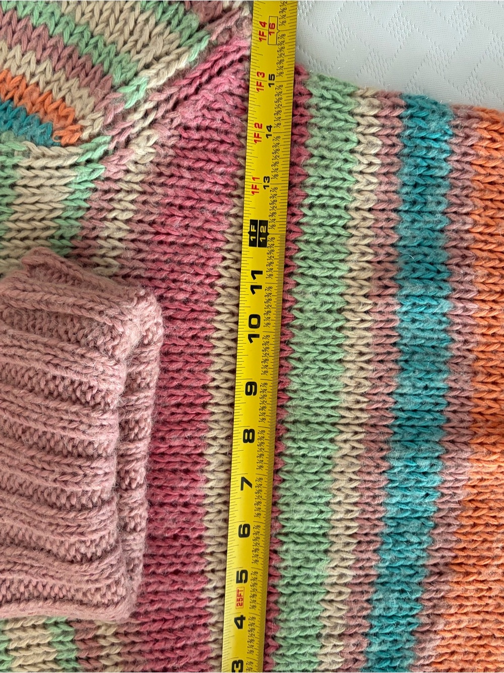 Rainbow Striped Turtleneck Crop Sweater Pastel French Euro Vintage - Picture 5 of 7